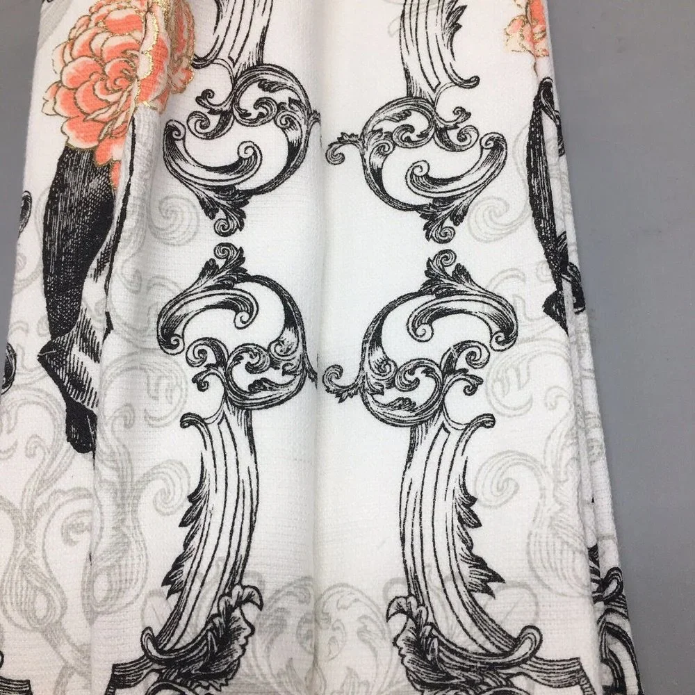 x4 Cynthia Rowley Sugar Skull Rose Terry Kitchen Towel Set Gold Day of the Dead